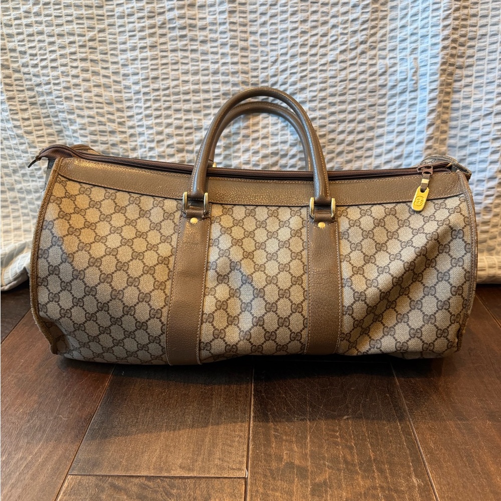Gucci Beige and Brown Monogram Duffel Bag